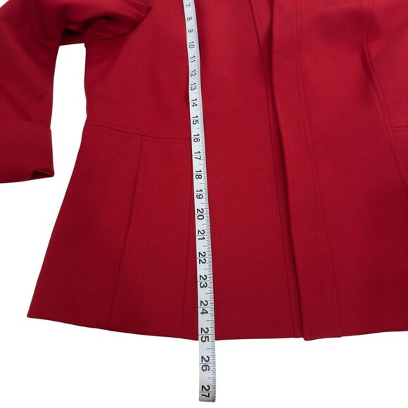 Kasper Womens Red Open-Front Blazer Jacket Size 16 Polyester Blend Long Sleeve - Picture 4 of 16